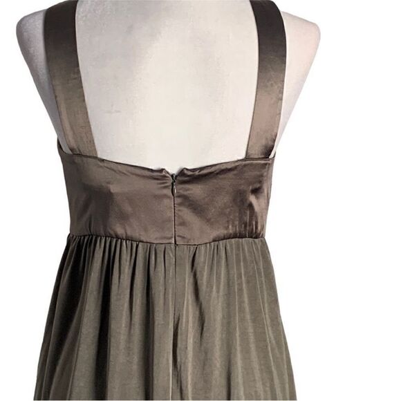 Alice and Olivia Olive Green Silk Draped Halter Midi Dress| Size M - Picture 8 of 11